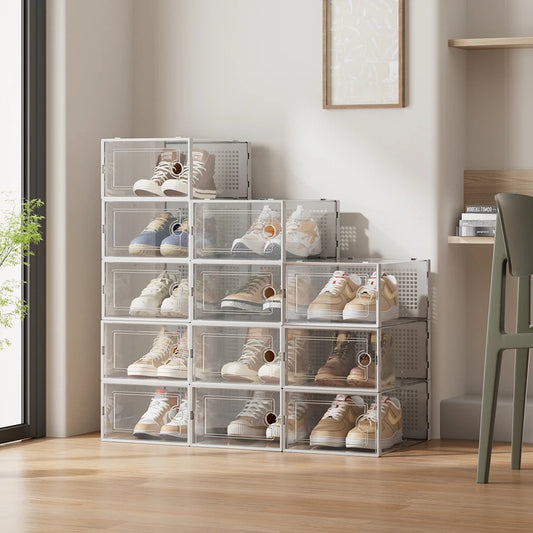 Lifeideas 12 Stackable Shoe Storage Box Organiser For Entryway Shoes Storage Organizer Shelf Home Decoration Cabinet
