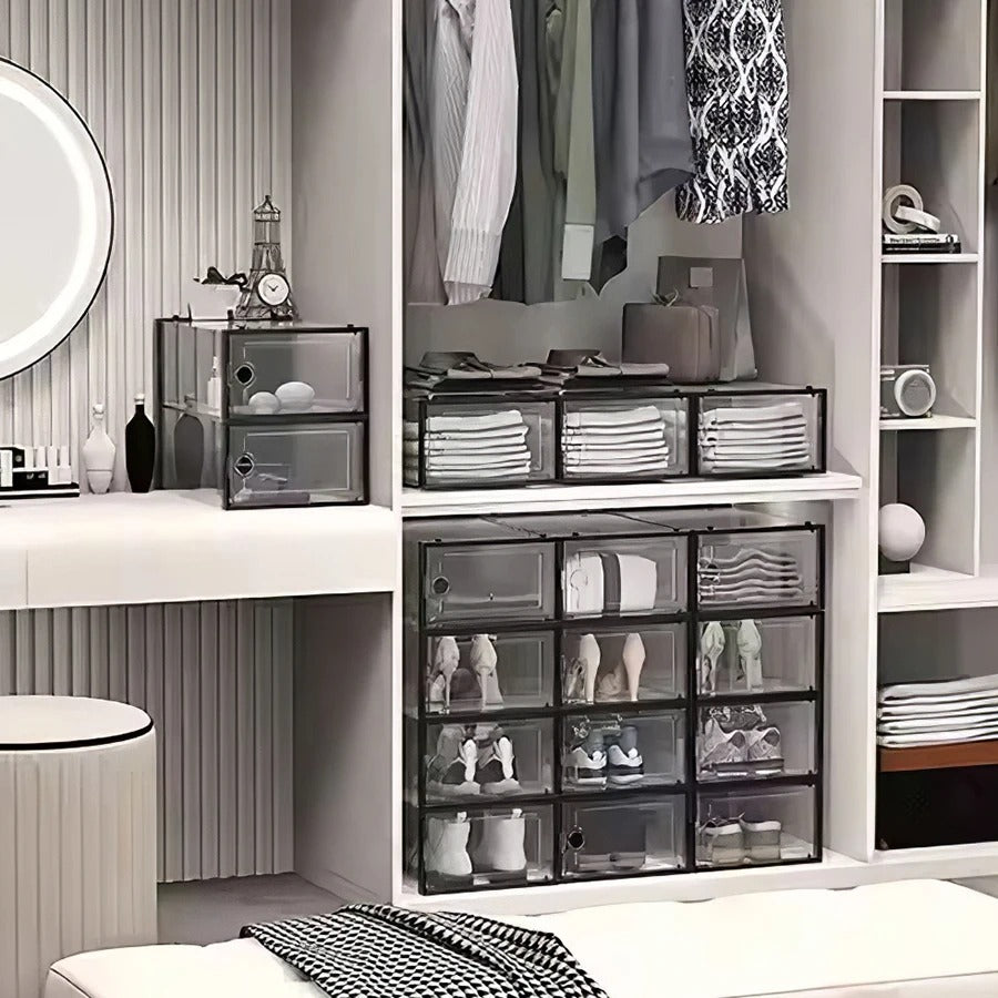 Lifeideas 12 Stackable Shoe Storage Box Organiser For Entryway Shoes Storage Organizer Shelf Home Decoration Cabinet